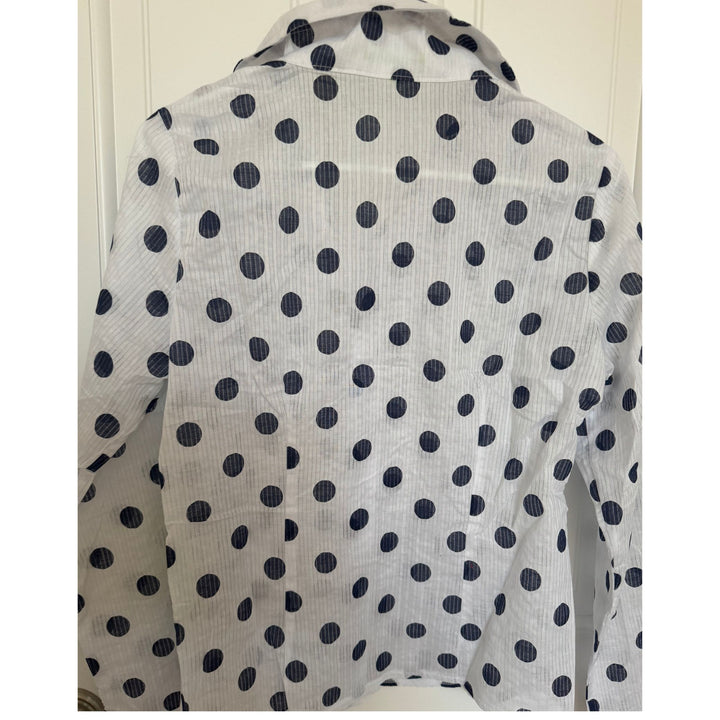 Navy Polka Dot White Crinkle Shirt Jacket