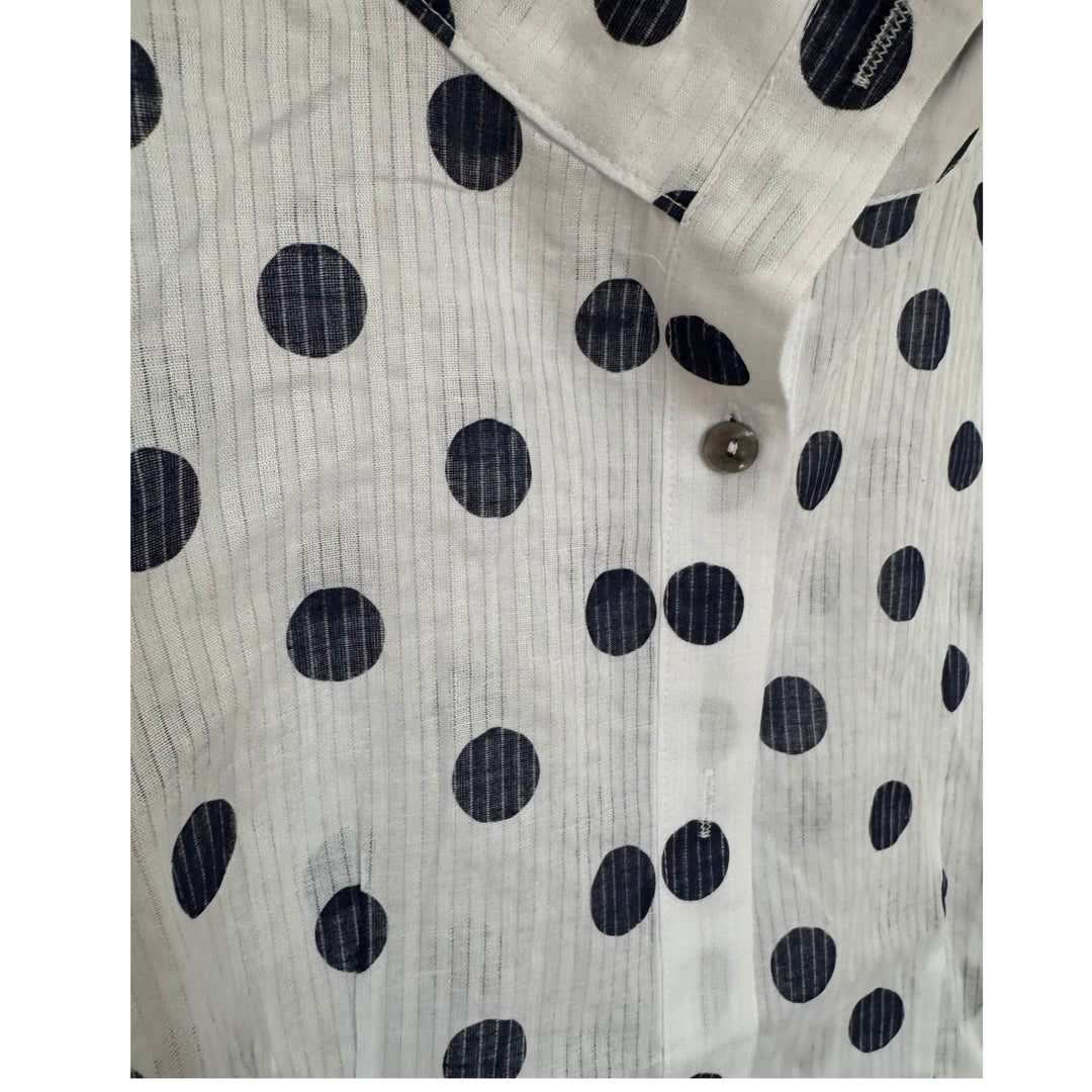 Navy Polka Dot White Crinkle Shirt Jacket