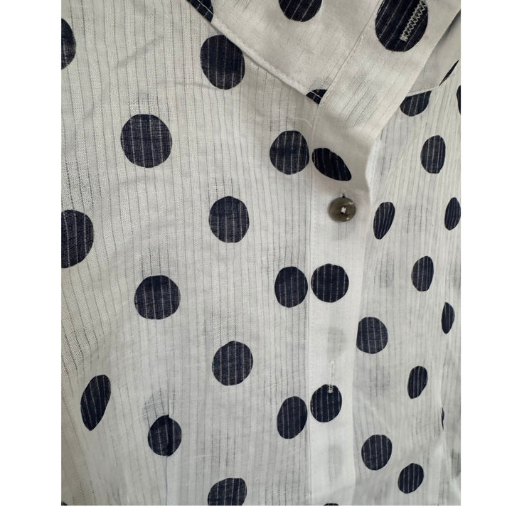 Navy Polka Dot White Crinkle Shirt Jacket