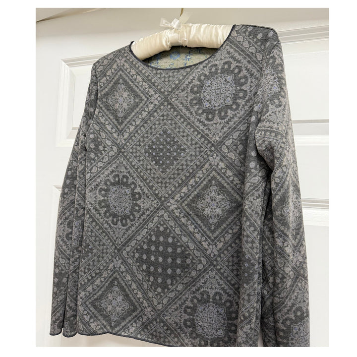 Trisha Tyler Blue &amp; Charcoal Reversible Round Neck Top