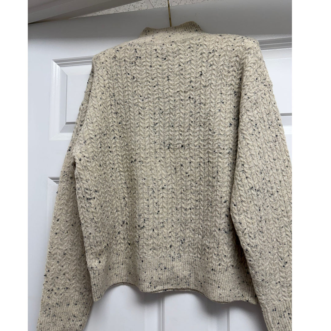 Trisha Tyler Natural Heather Textured Mock Neck Sweater