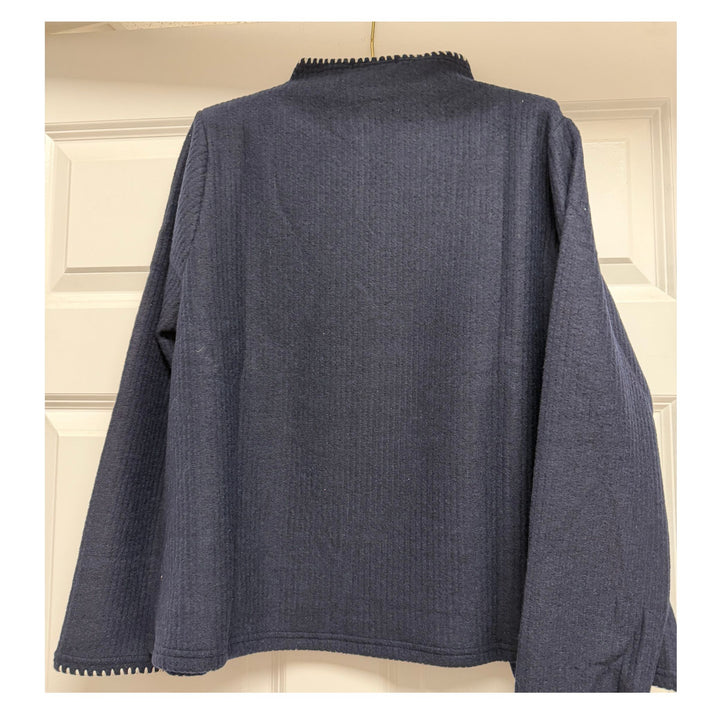 Trisha Tyler Navy Textured Knit Panel Top