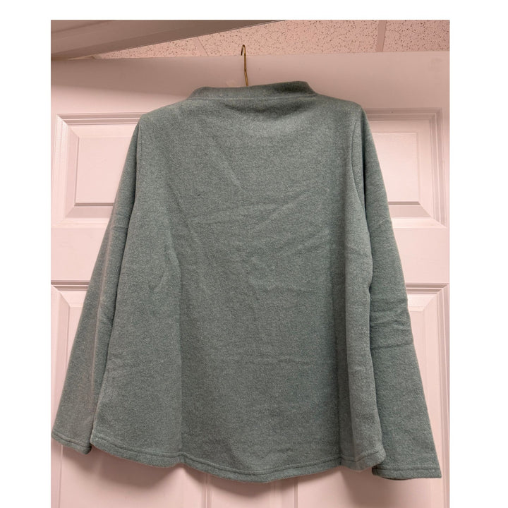 Trisha Tyler Turquoise Blanket Stitch Pocket Sweater