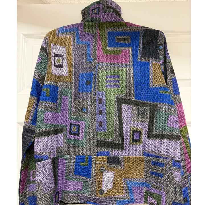 Trisha Tyler Multicolor Geometric Print Knit Jacket