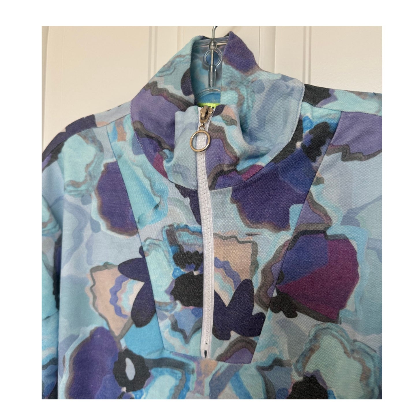 Azure Abstract French Terry 1/4 Zip Pullover