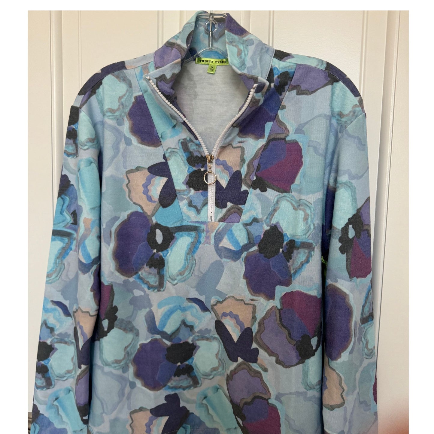 Azure Abstract French Terry 1/4 Zip Pullover