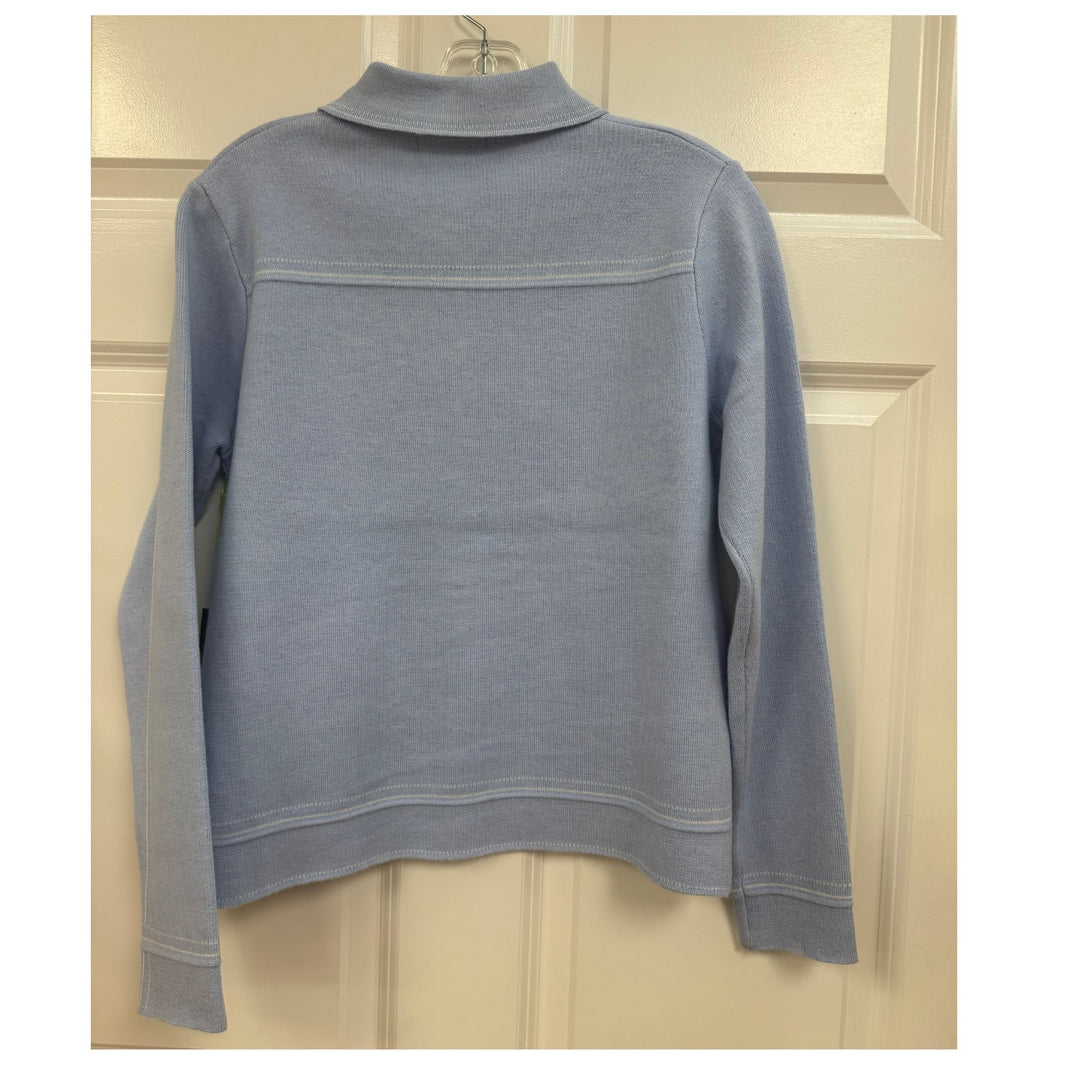 Pastel Blue Knit Button Up Cardigan with Pocket Detail