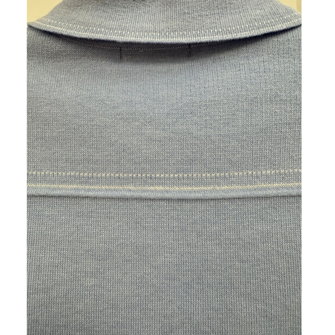 Pastel Blue Knit Button Up Cardigan with Pocket Detail