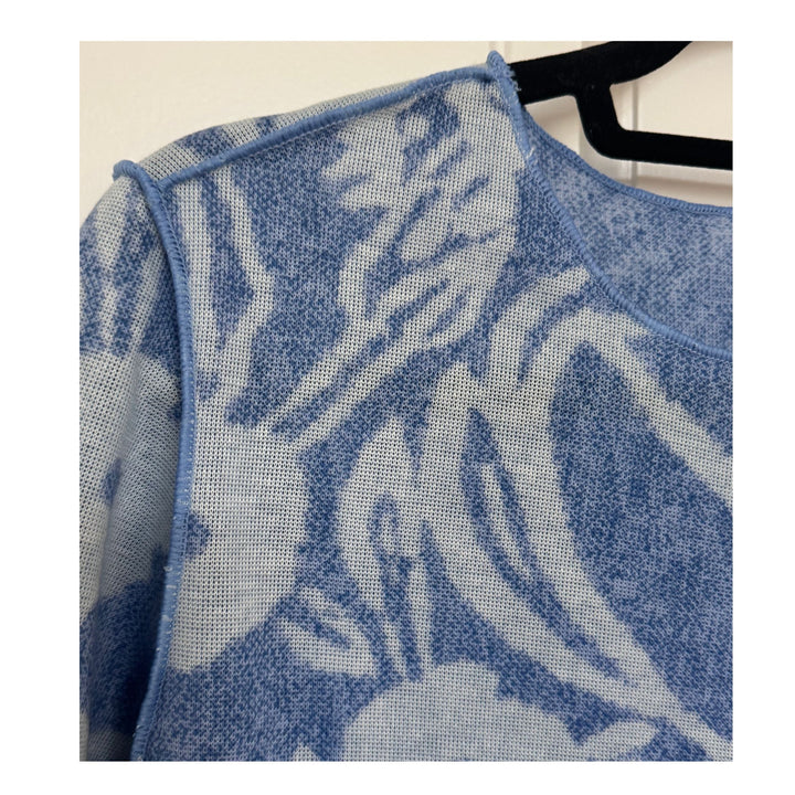 Azure Bloom 2-in-1 Reversible Floral Crew Neck Top