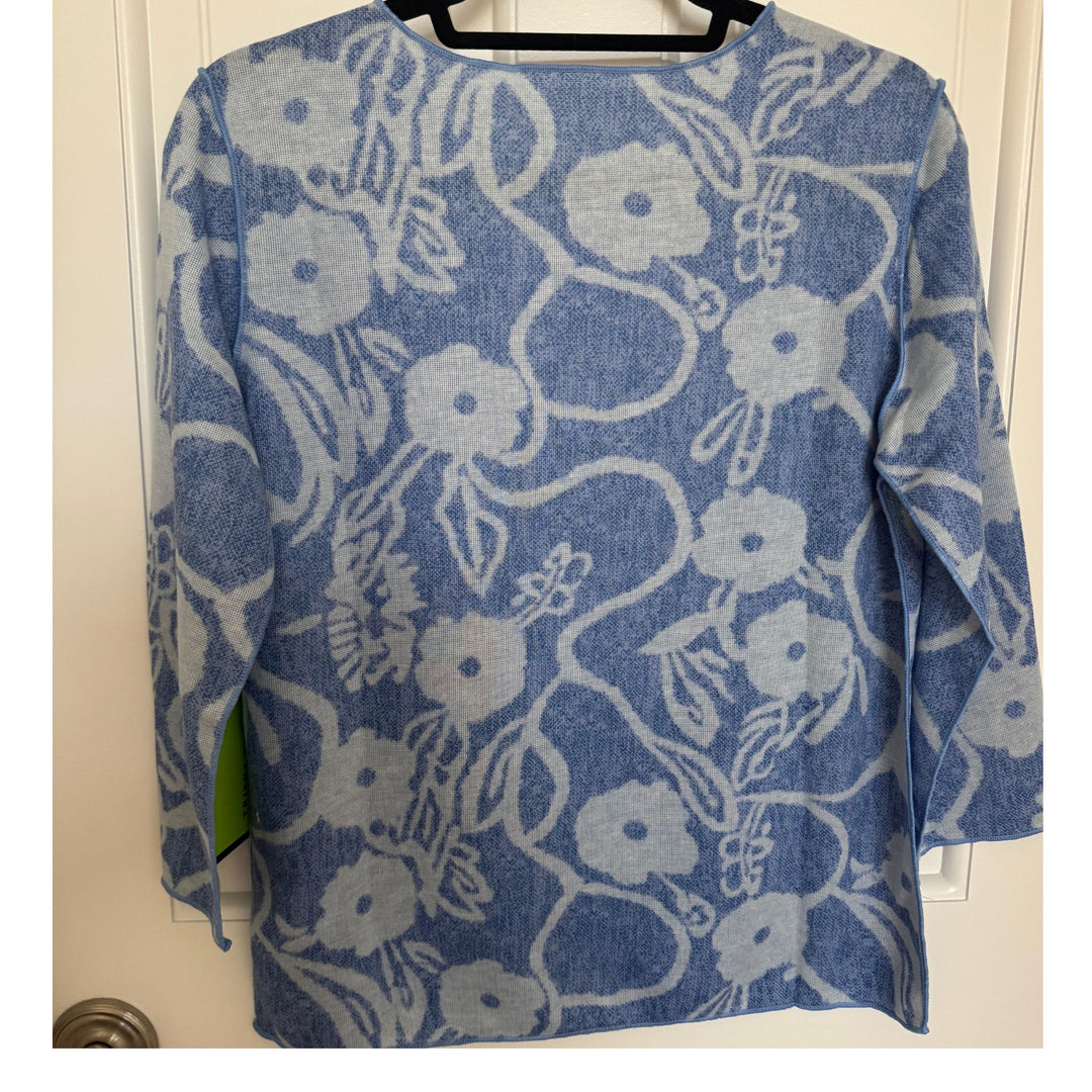 Azure Bloom 2-in-1 Reversible Floral Crew Neck Top
