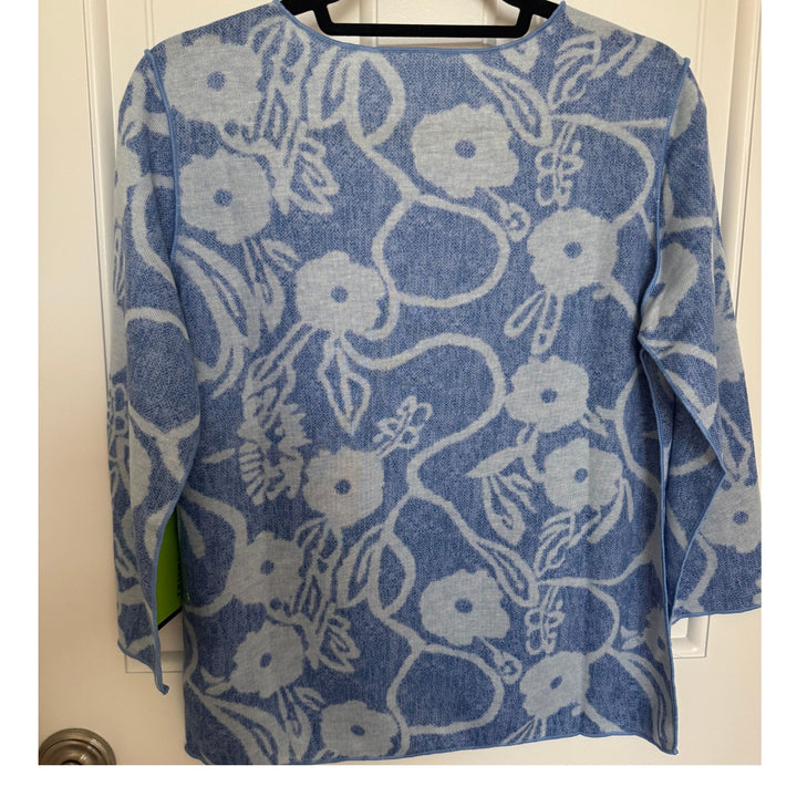 Azure Bloom 2-in-1 Reversible Floral Crew Neck Top