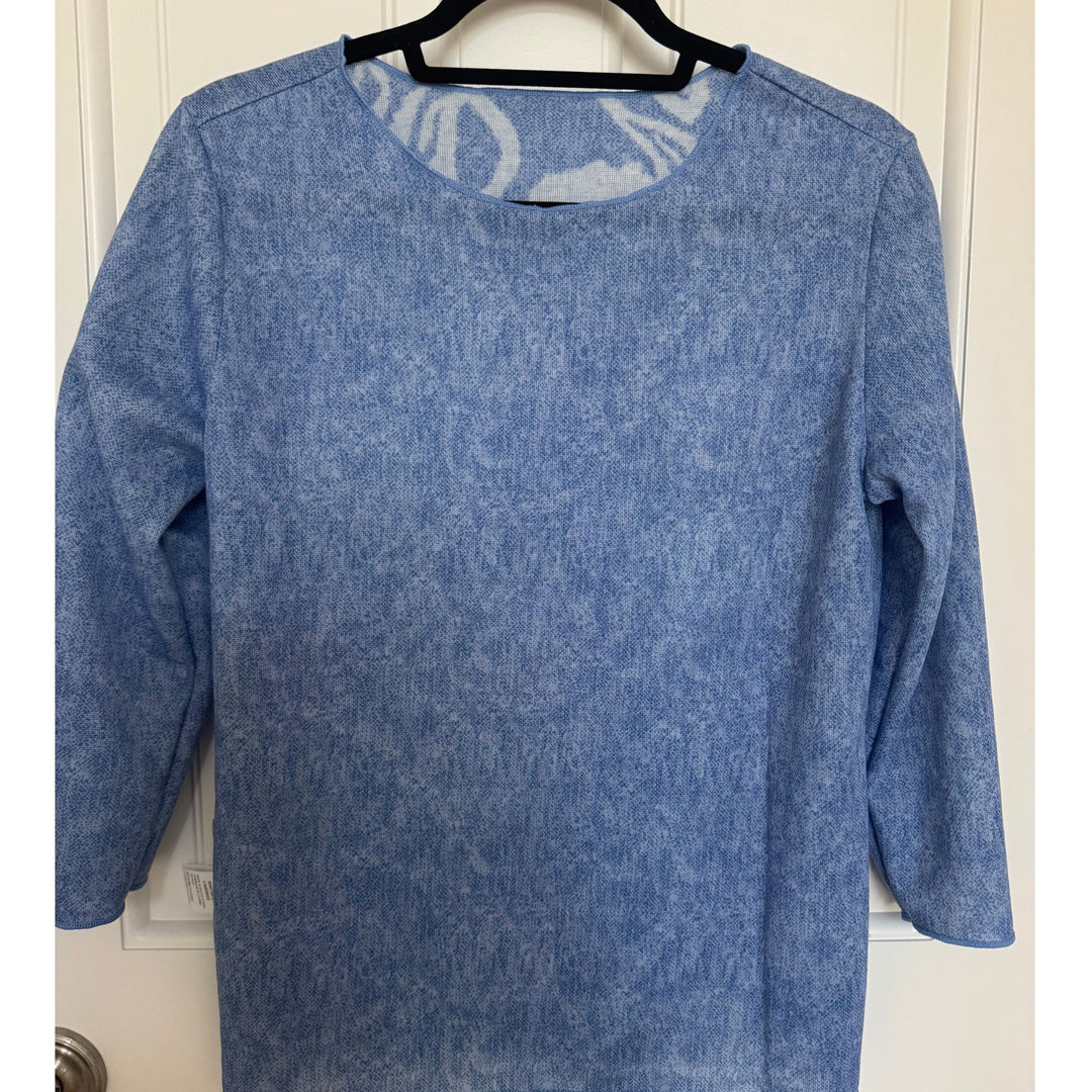 Azure Bloom 2-in-1 Reversible Floral Crew Neck Top