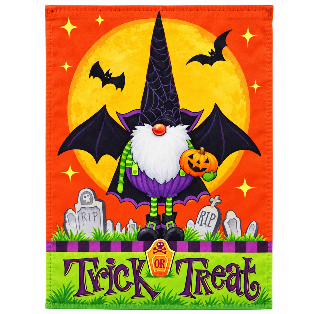 Trick or Treat Halloween Gnome Garden Flag