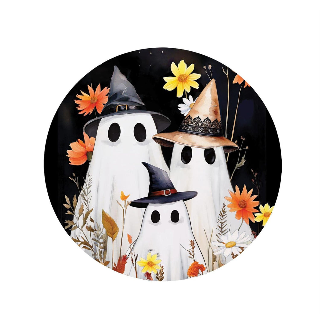 Floral Ghost PVC Door Hanger - Halloween Door &amp; Wall Decor, 16"