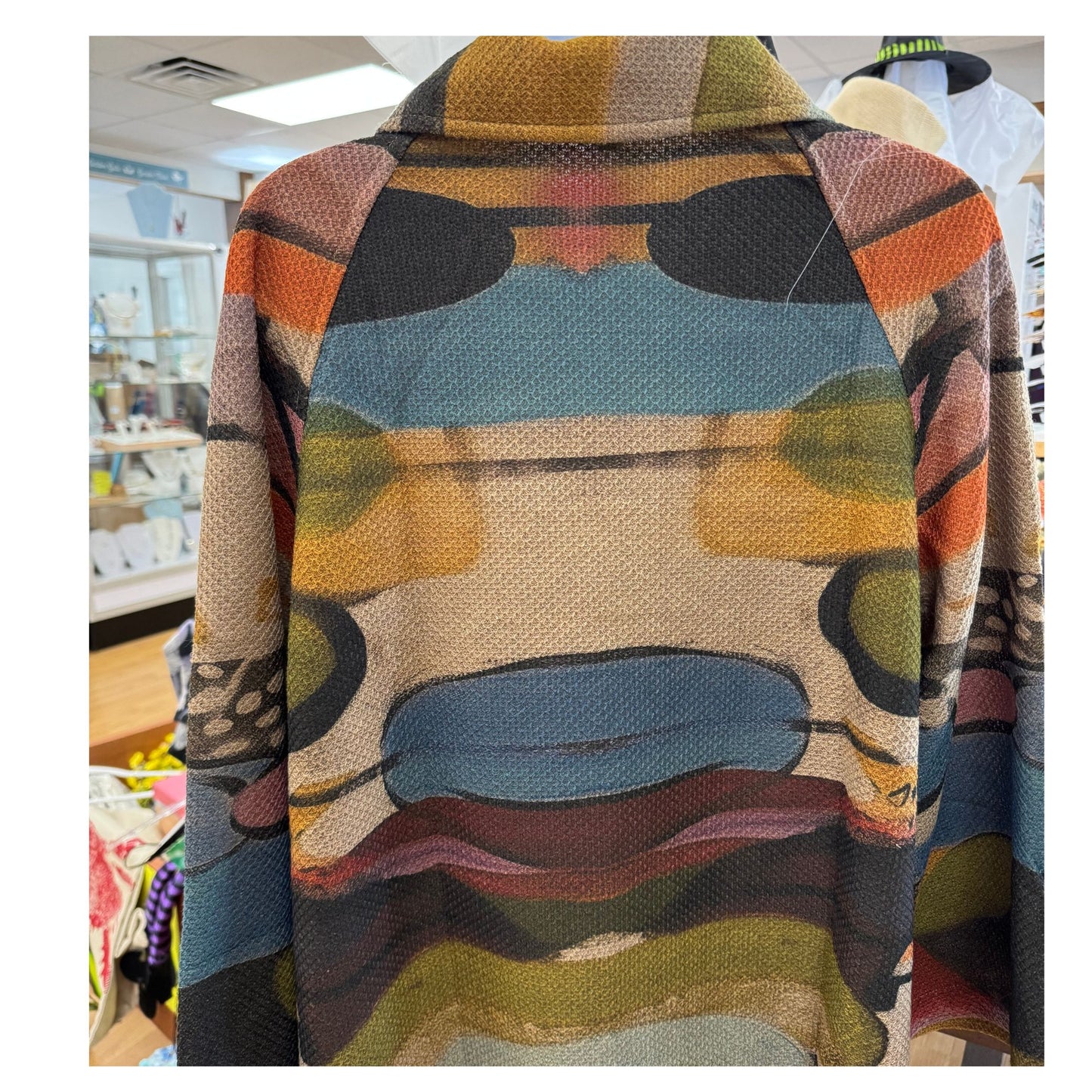 Slight Flared Front Button Jacket with Abstract Print