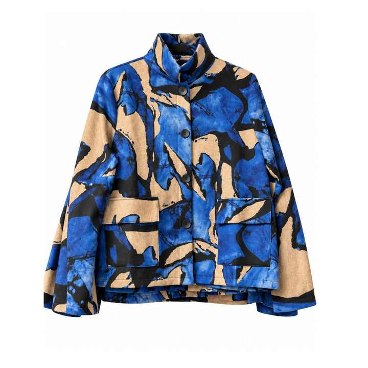 Trisha Tyler Blue Multi Abstract Print Jacket