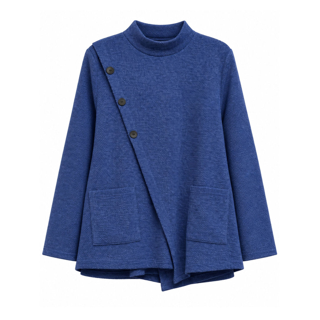 Trisha Tyler Cobalt Blue Asymmetric Button Jacket