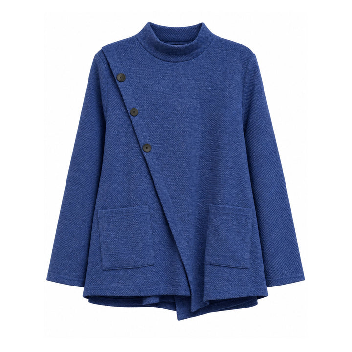 Trisha Tyler Cobalt Blue Asymmetric Button Jacket