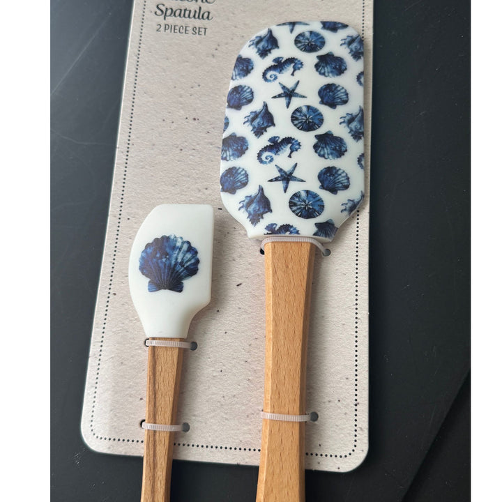 Coastal Navy &amp; White Silicone Spatula Set – 2-Piece Nautical Kitchen Duo