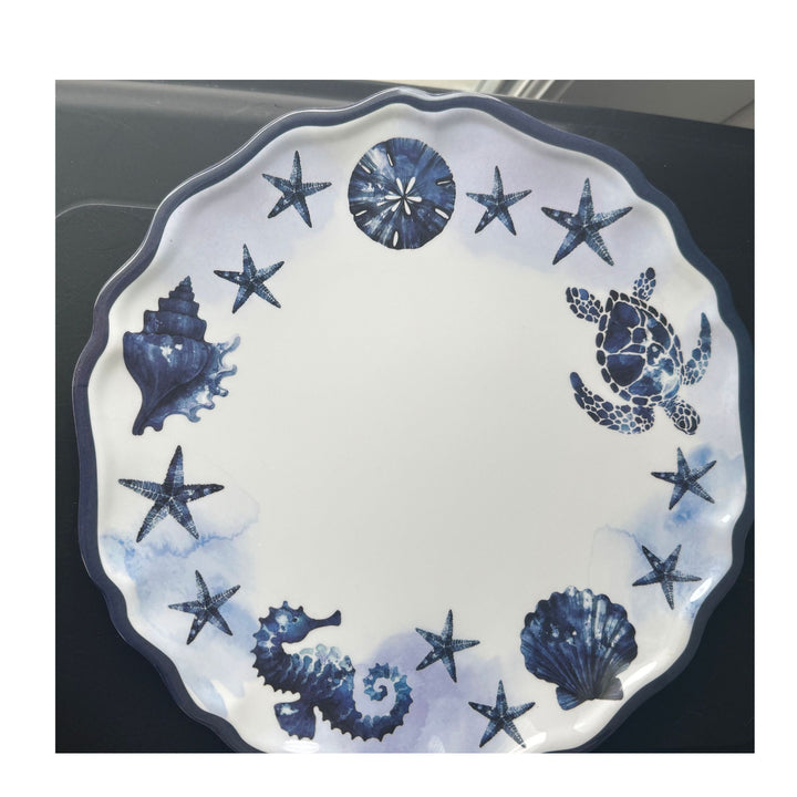 10" Coastal Under the Sea Melamine dinner plate--Natutical Shatterproof Serveware