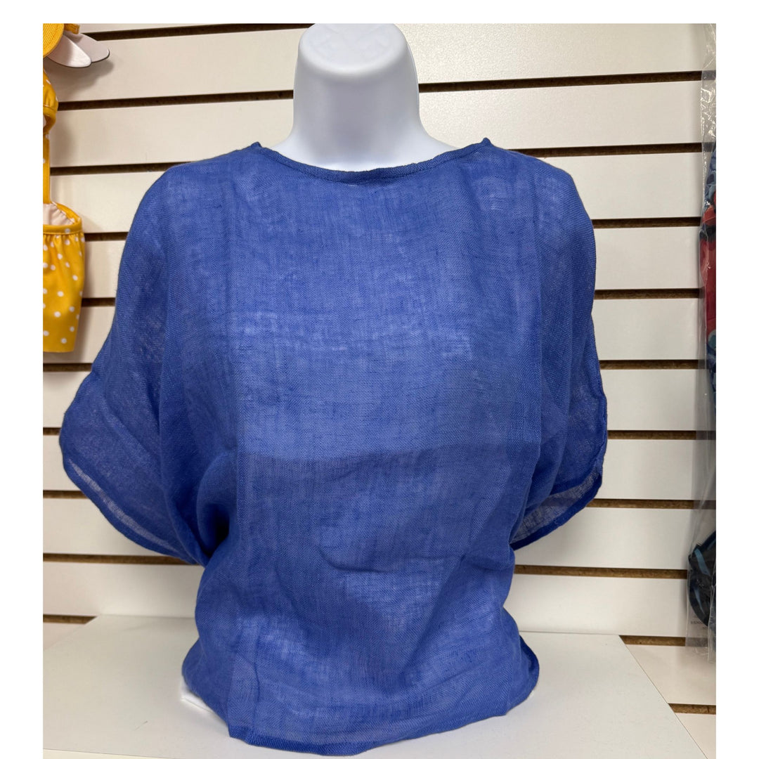 Periwinkle Blue Linen Venice Top -- One Size