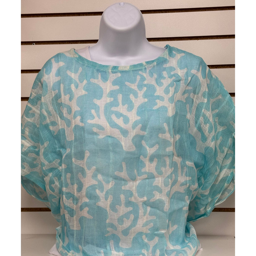 Seaglass Reef Print Linen Venice top --One size