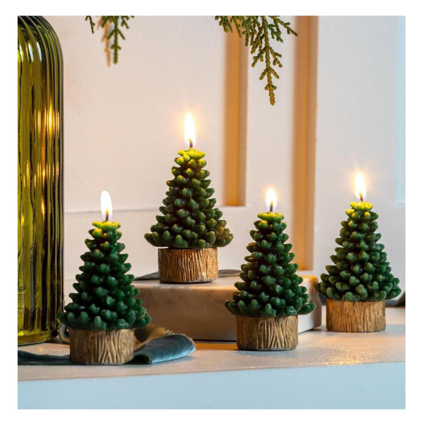 Xmas tree shaped wax candles