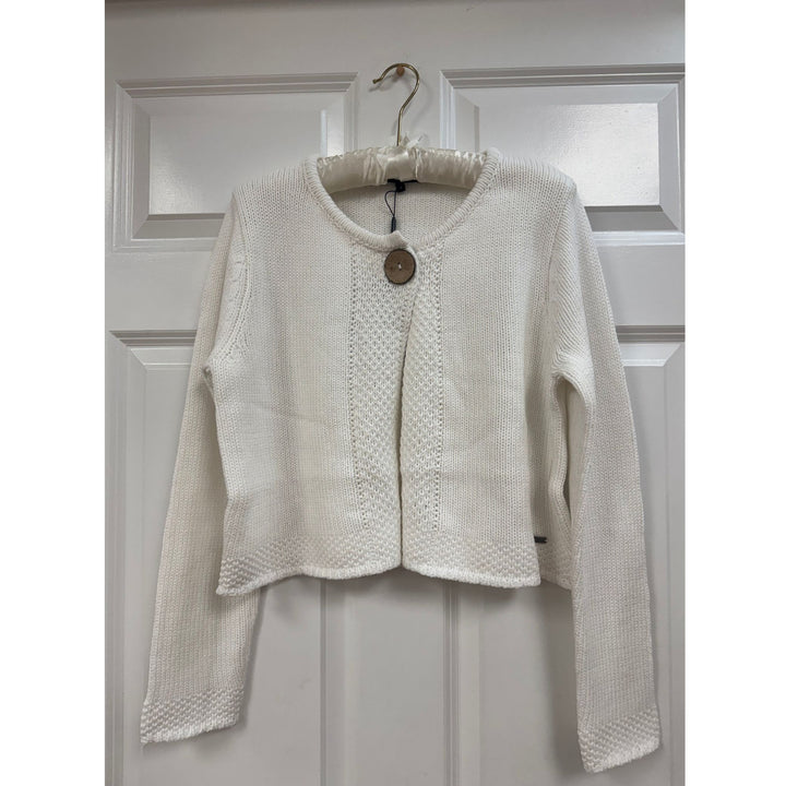 White Bolero  Swing Cardigan - One Button Lightweight Layering Top