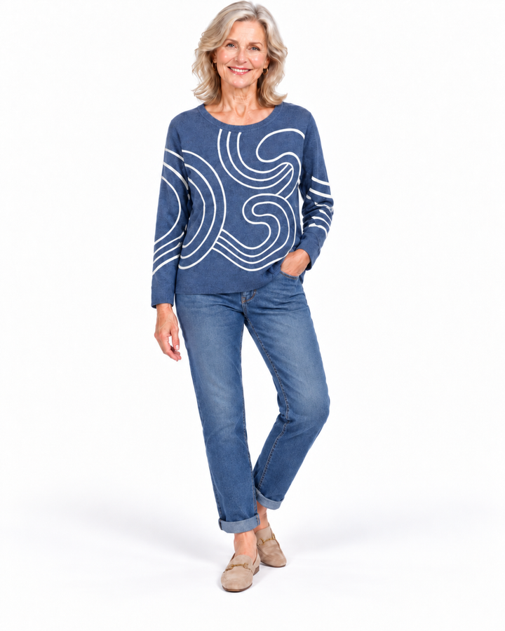 Picadilly Abstract Swirl Sweater - Black or Blue