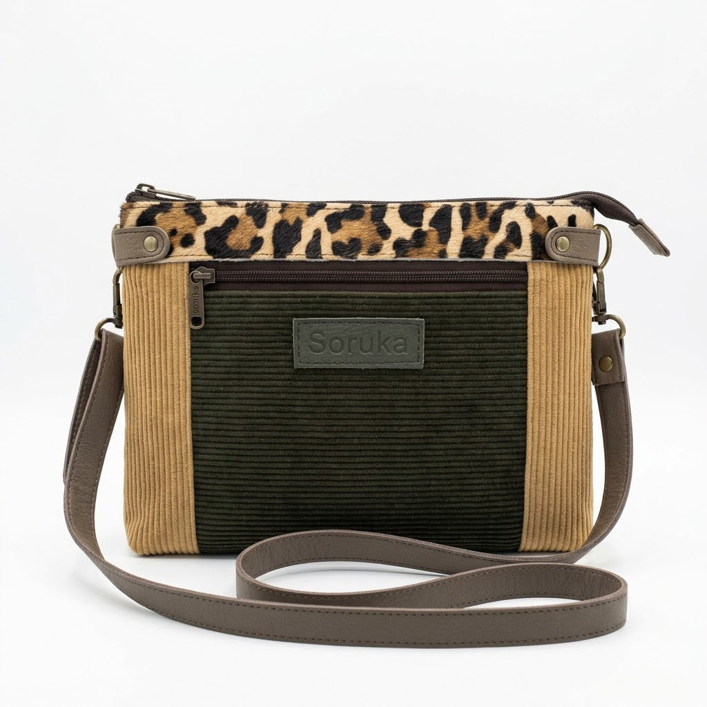 Soruka Iona Recycled Leather &amp; Corduroy Crossbody Bag