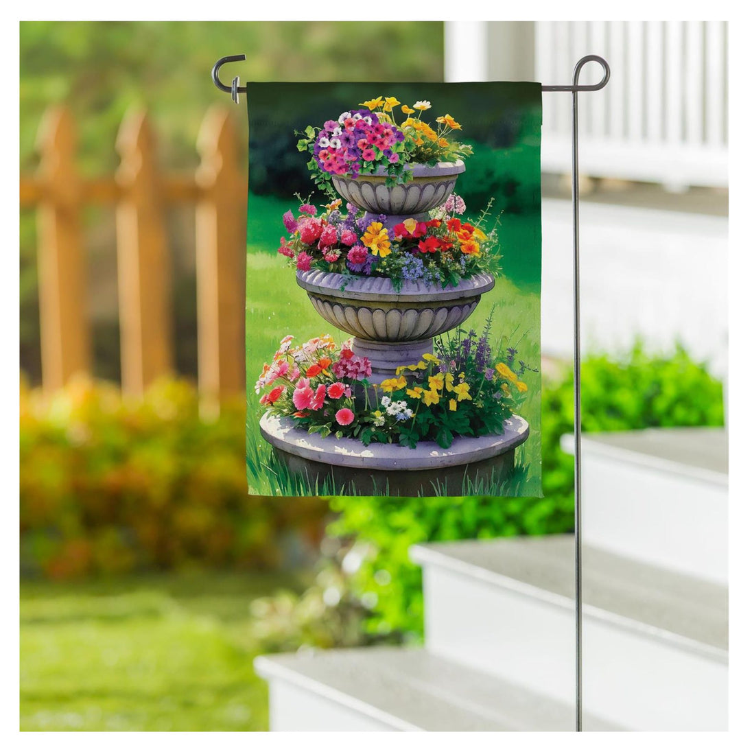 Tiered Floral fountain Garden Flag