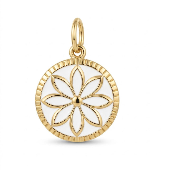 Lola Small 19mm Happiness Blooms Pendant - Gold &amp; White