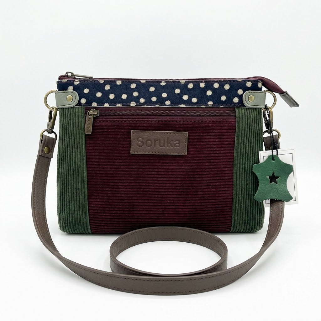 Soruka Iona Recycled Leather &amp; Corduroy Crossbody Bag