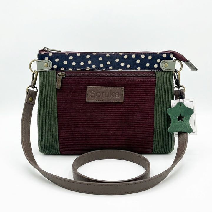 Soruka Iona Recycled Leather &amp; Corduroy Crossbody Bag