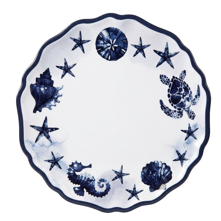 10" Coastal Under the Sea Melamine dinner plate--Natutical Shatterproof Serveware