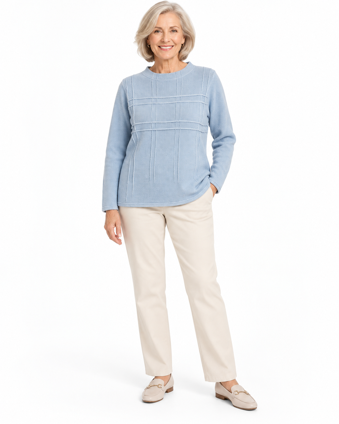 Trisha Tyler Sky Blue Textured Sweater