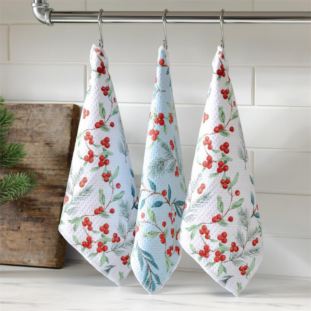Winter Berry &amp; Greenery Quick-Dry Dish Cloth