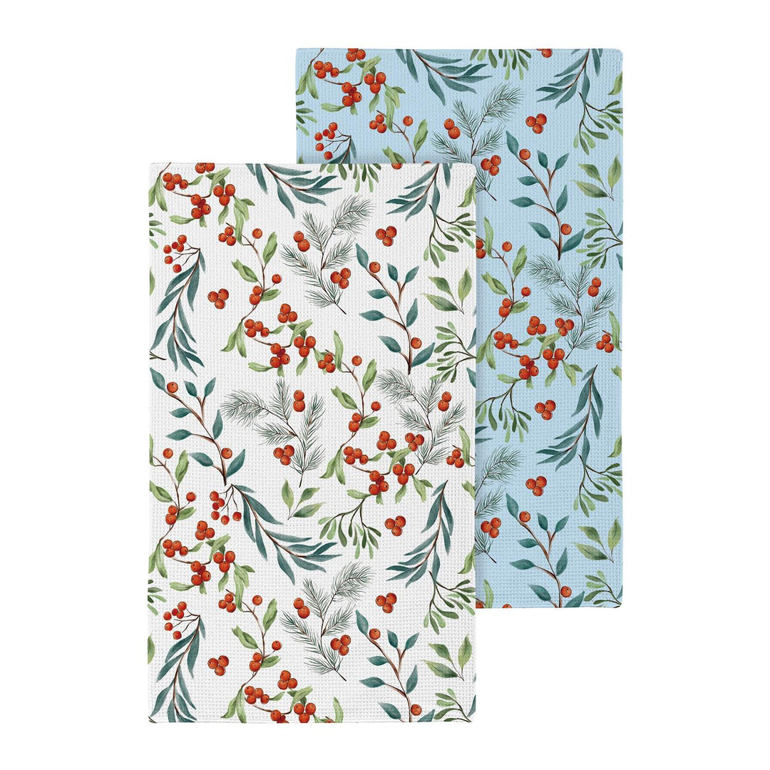 Winter Berry &amp; Greenery Quick-Dry Kitchen Towel