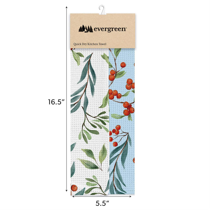 Winter Berry &amp; Greenery Quick-Dry Kitchen Towel