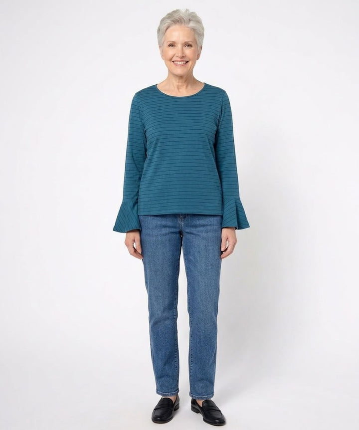 Blue Canoe Ruffle Sleeve Top