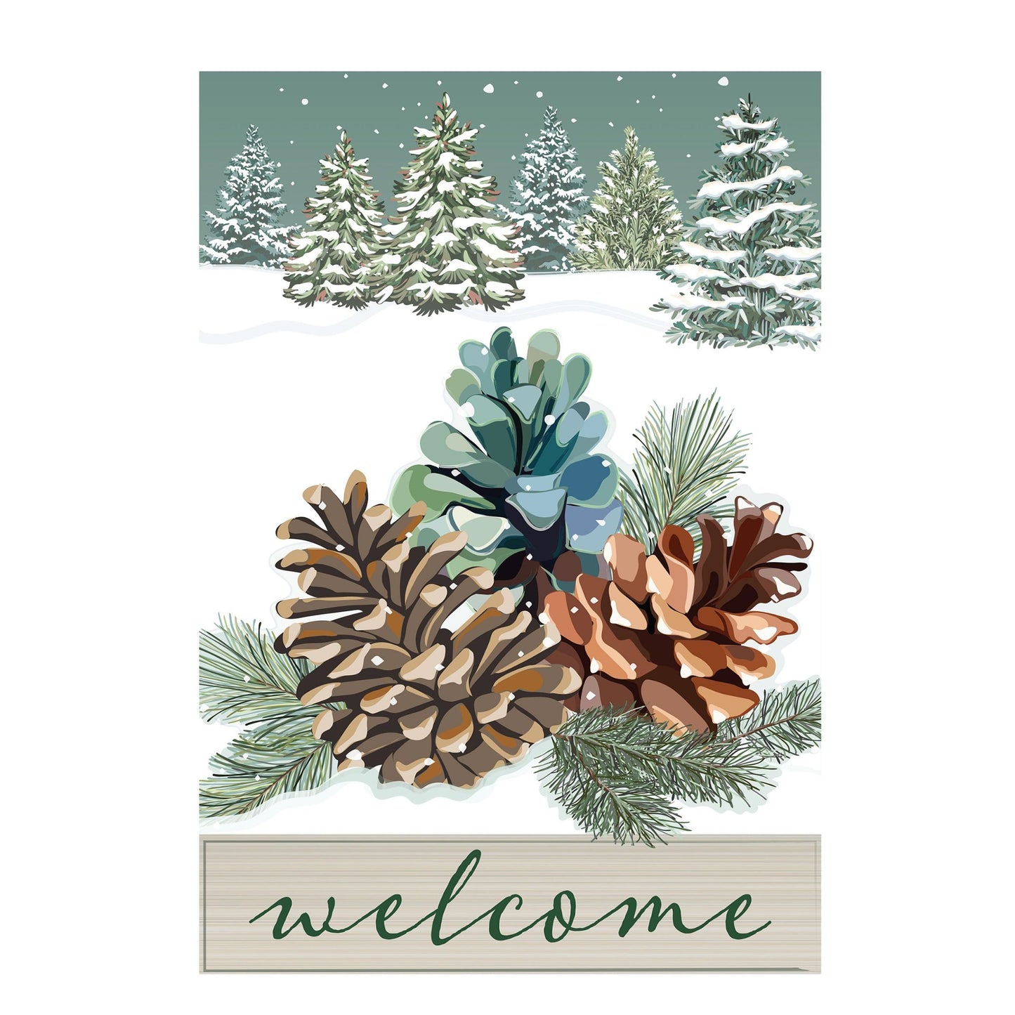 Winter Pinecones Applique Garden Flag