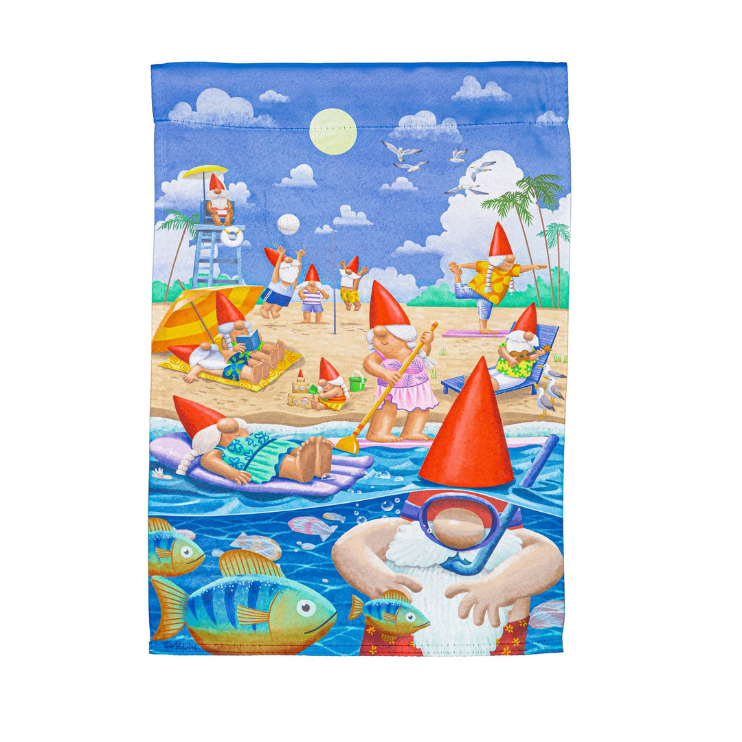Garden Flag - Gnome Beach Day