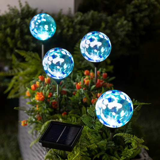 Decor Staked RGB Solar Glass Globes, Set of 4
